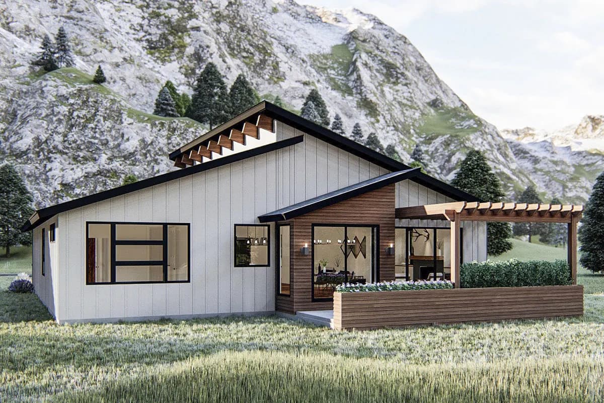 Modern Ranch Home Plan with Dynamic Roofline, photo 2 of 4