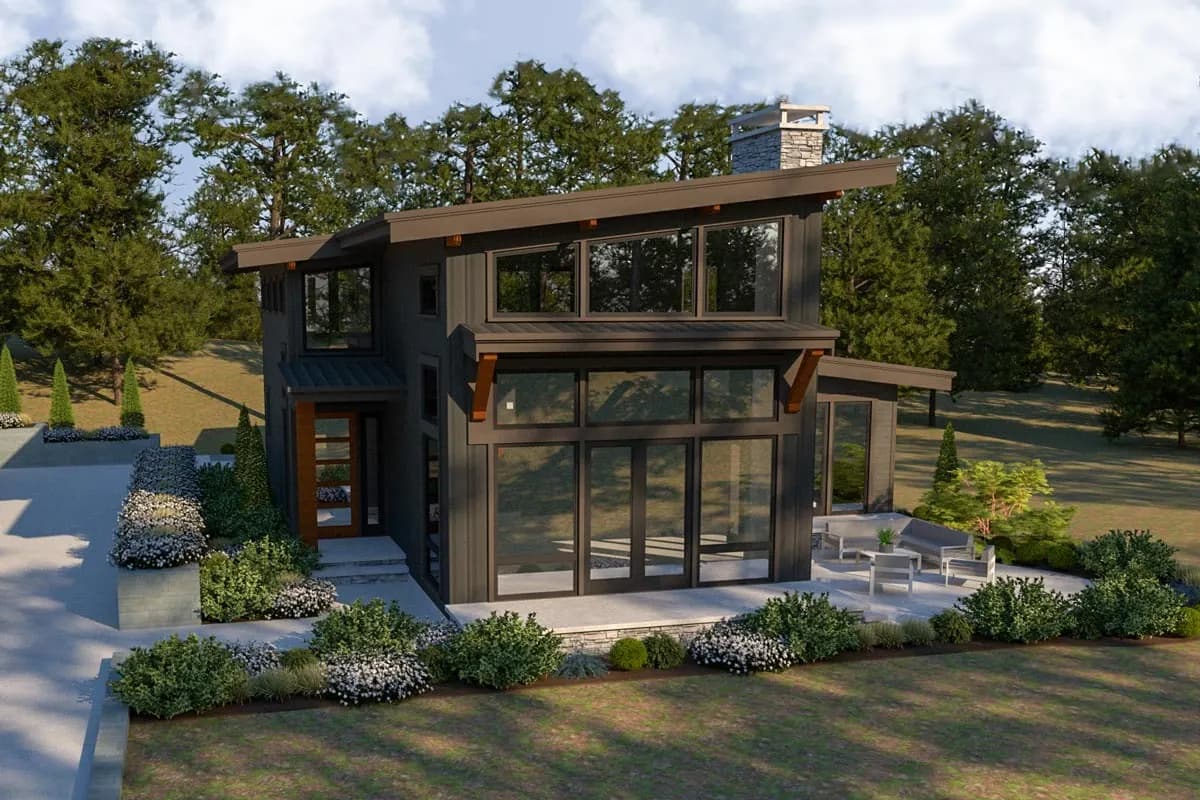 Splendid Contemporary House Plan with Detached Garage, photo 2 of 6