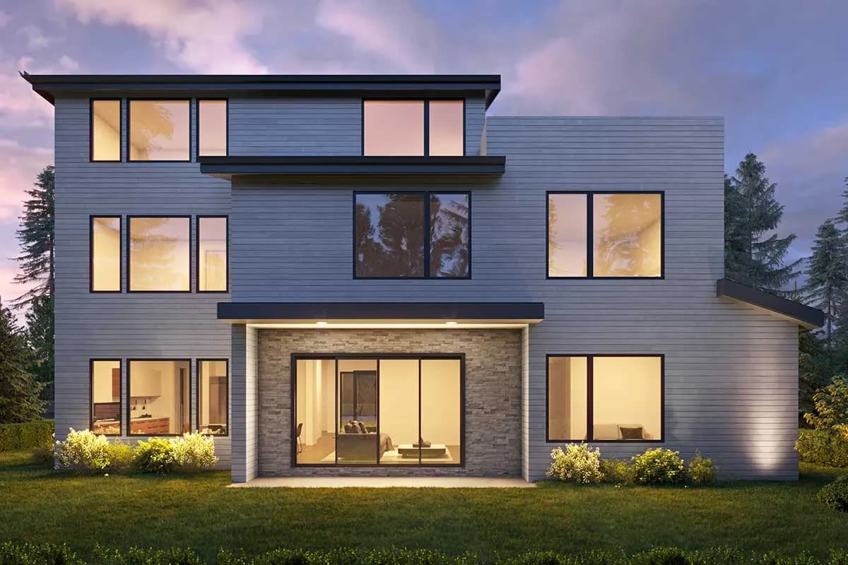 3-Story Contemporary House Plan with Rooftop Deck, photo 4 of 4