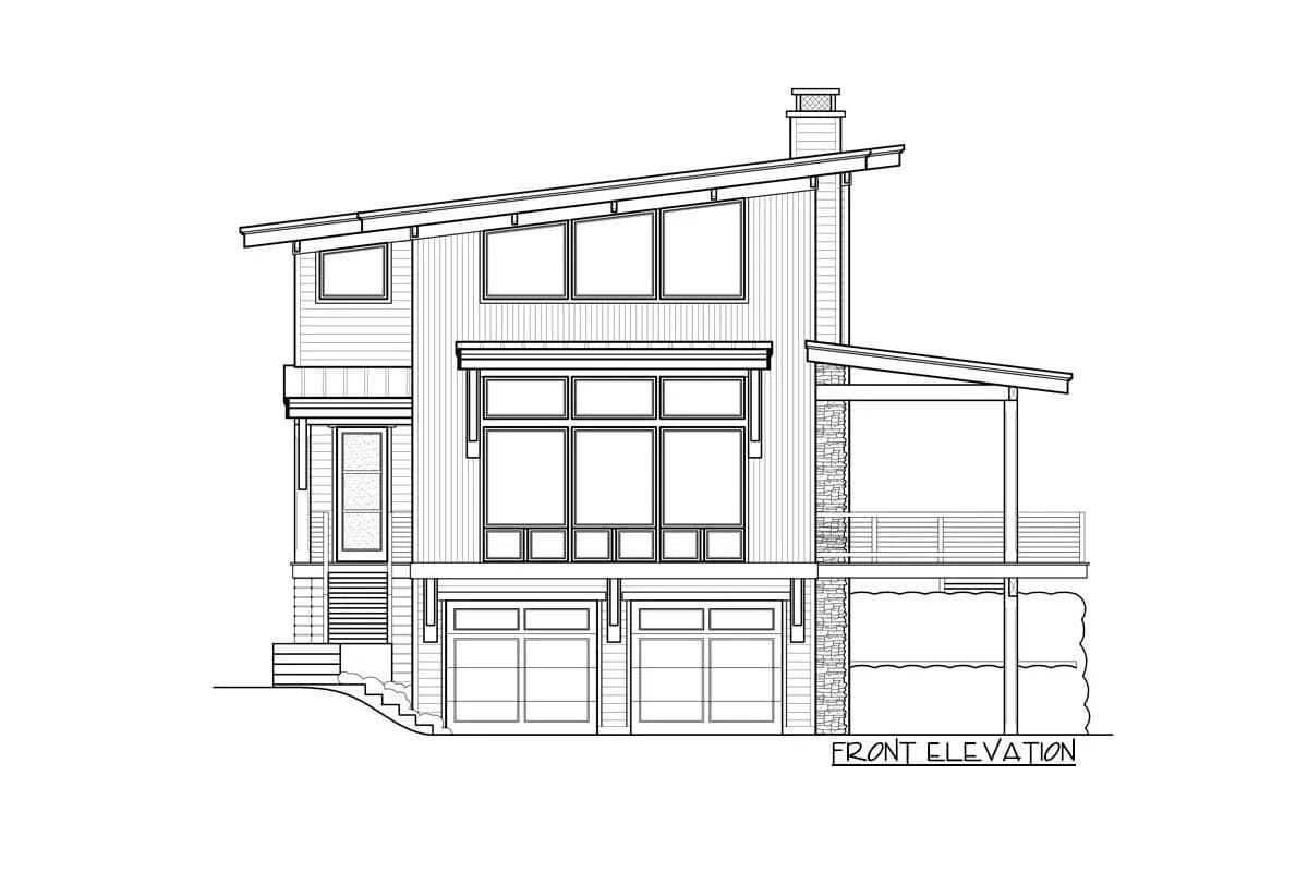 Splendid Contemporary House Plan with Drive-Under Garage, photo 2 of 6