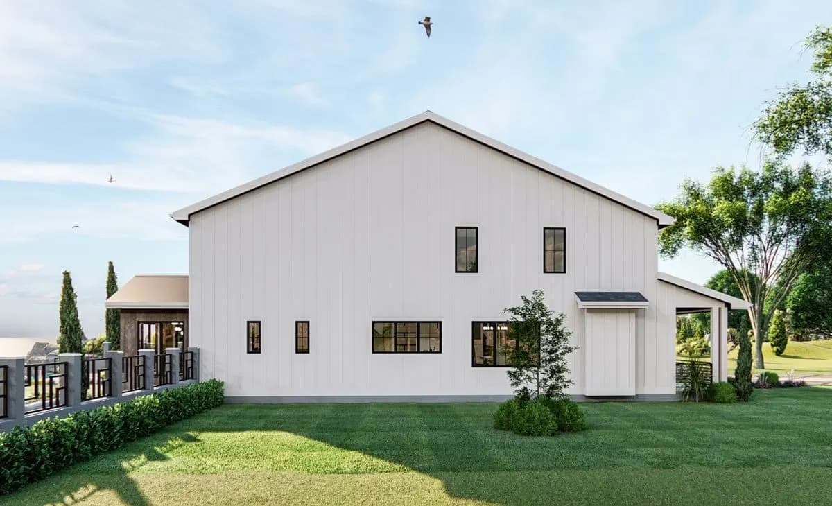 New American House Plan with Exposed Beamed Entryway, photo 2 of 4