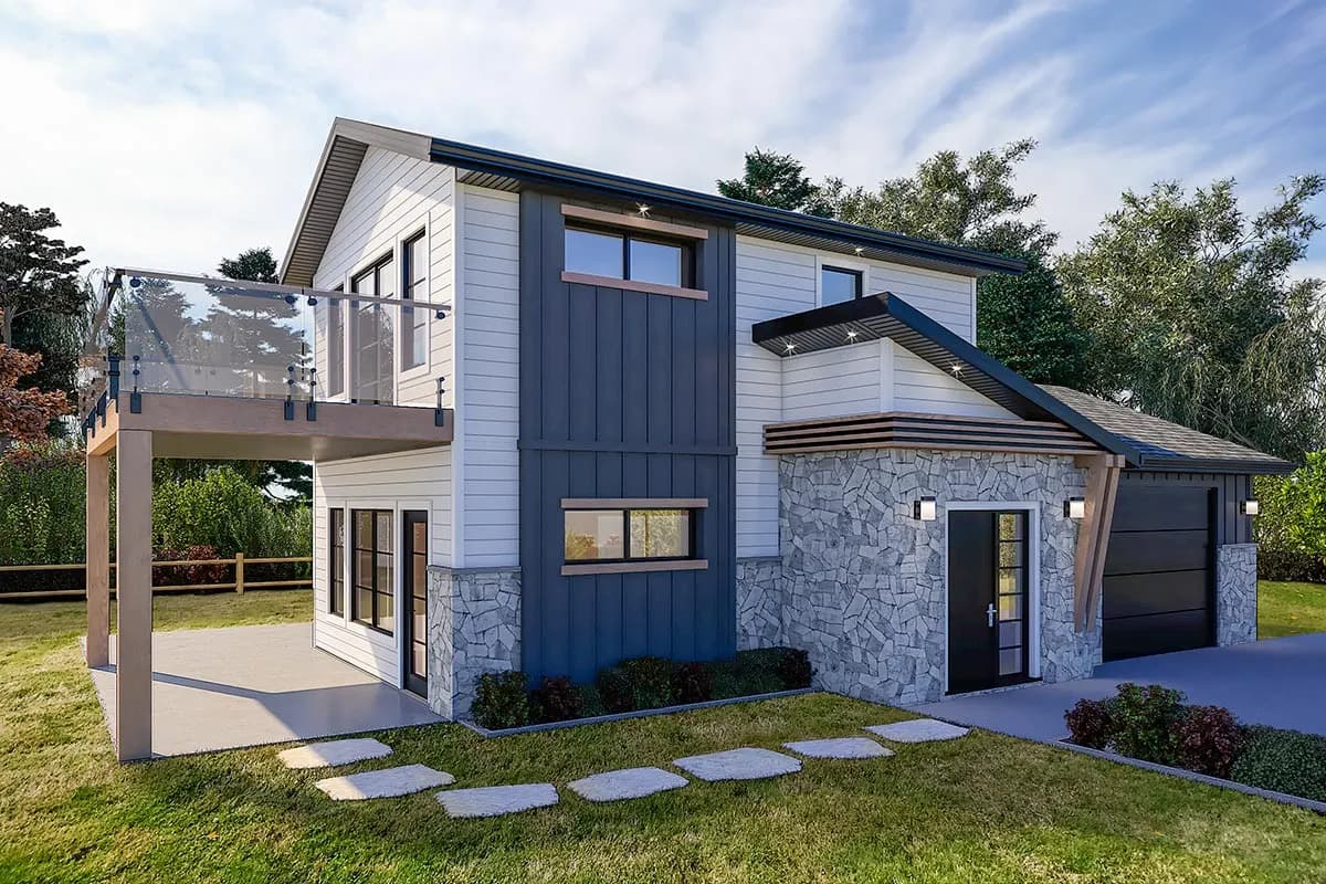 Contemporary Guest House Under 1000 Square Feet with Upstairs Balcony, photo 1 of 1