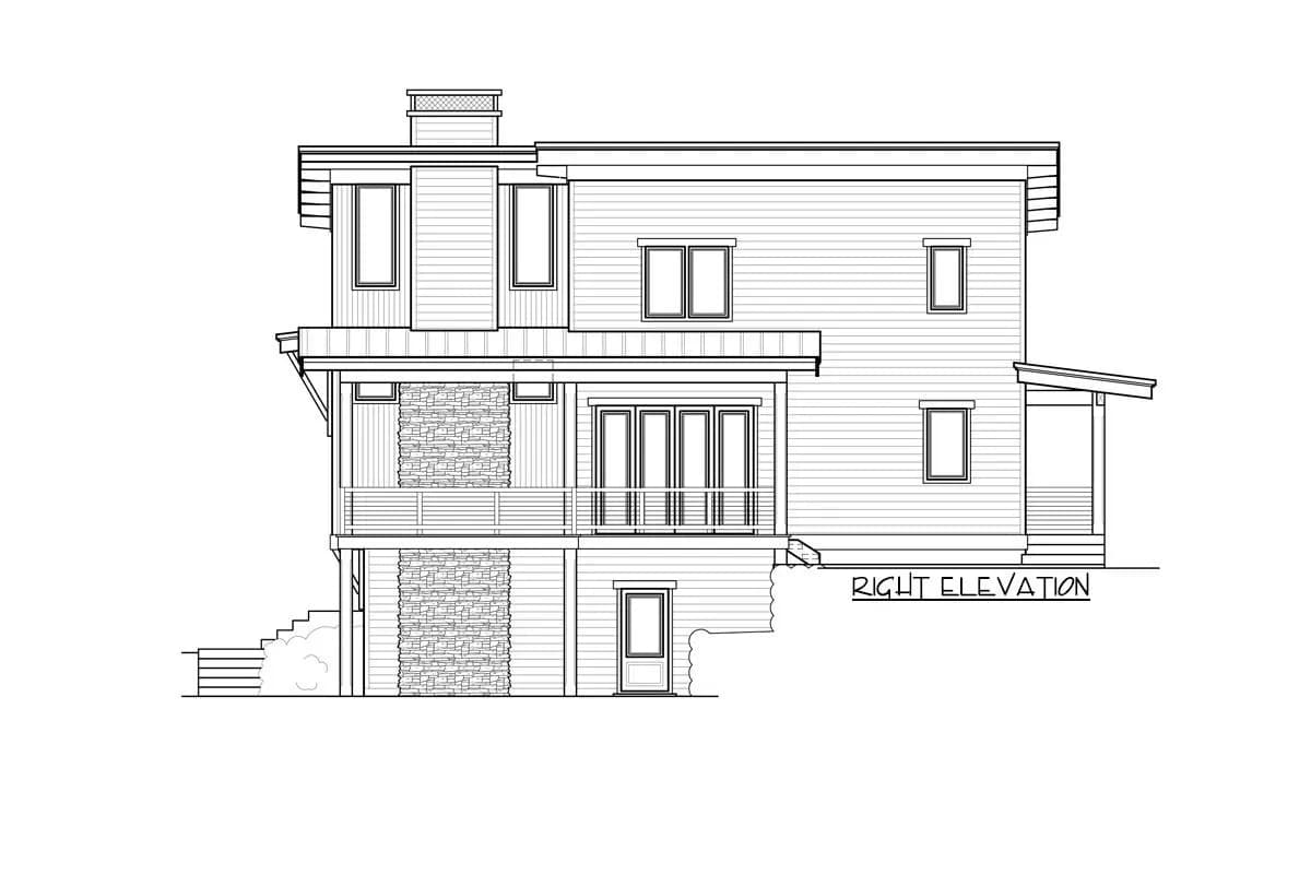 Splendid Contemporary House Plan with Drive-Under Garage, photo 5 of 6